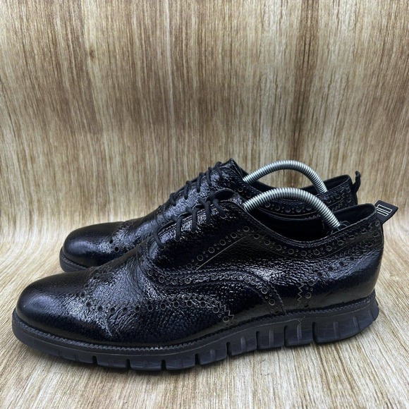 Cole Haan Zerogrand Black Bubble Patent Leather Wingtip Oxfords Shoes Men’s 10M main image 9